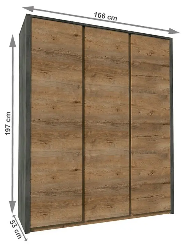 Шкаф Mobhaus Montana S3D (Lefkas Oak Dark/Gray Smooth)