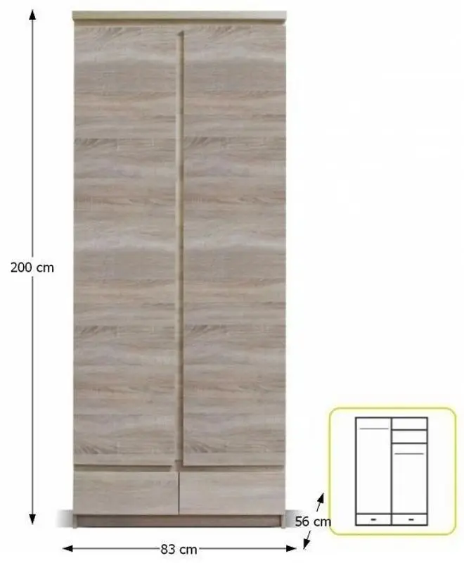 Шкаф Mobhaus Panama Typ 01 2D2S (Sonoma Oak)