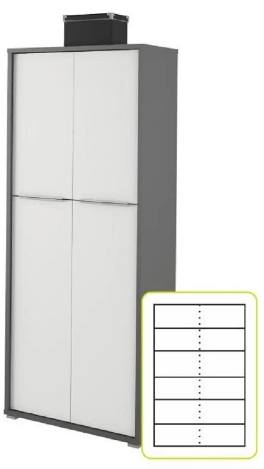 Шкаф Tempo Kondela Rioma New Typ 07 (Graphite/White)