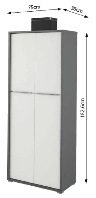 Шкаф Tempo Kondela Rioma New Typ 07 (Graphite/White)