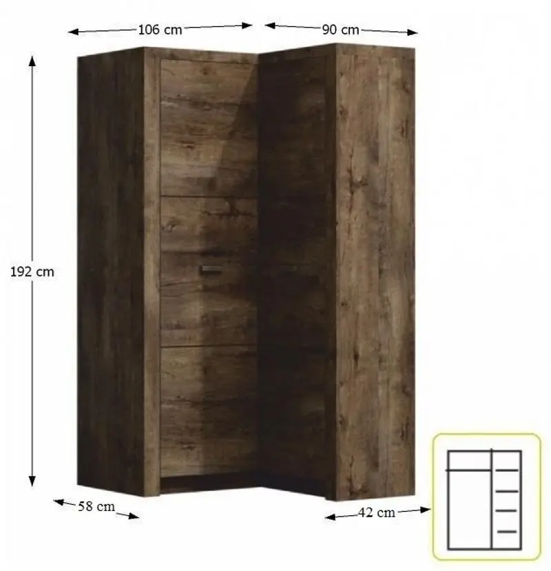 Dulap de colt Tempo Kondela Infinity 14 (Ash Dark)