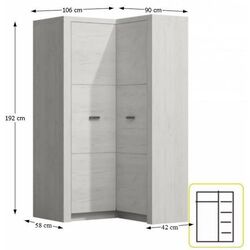 Шкаф угловой Tempo Kondela Infinity I-14 (Ash White) Thumb