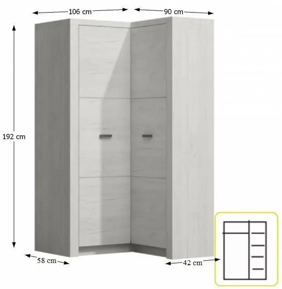 Шкаф угловой Tempo Kondela Infinity I-14 (Ash White)