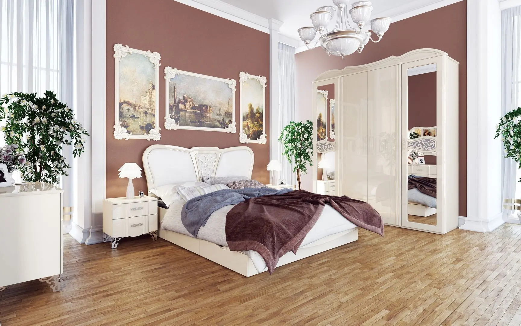 Dulap Неман Sofiya МН-025-04 (Cream Gloss/Cream)