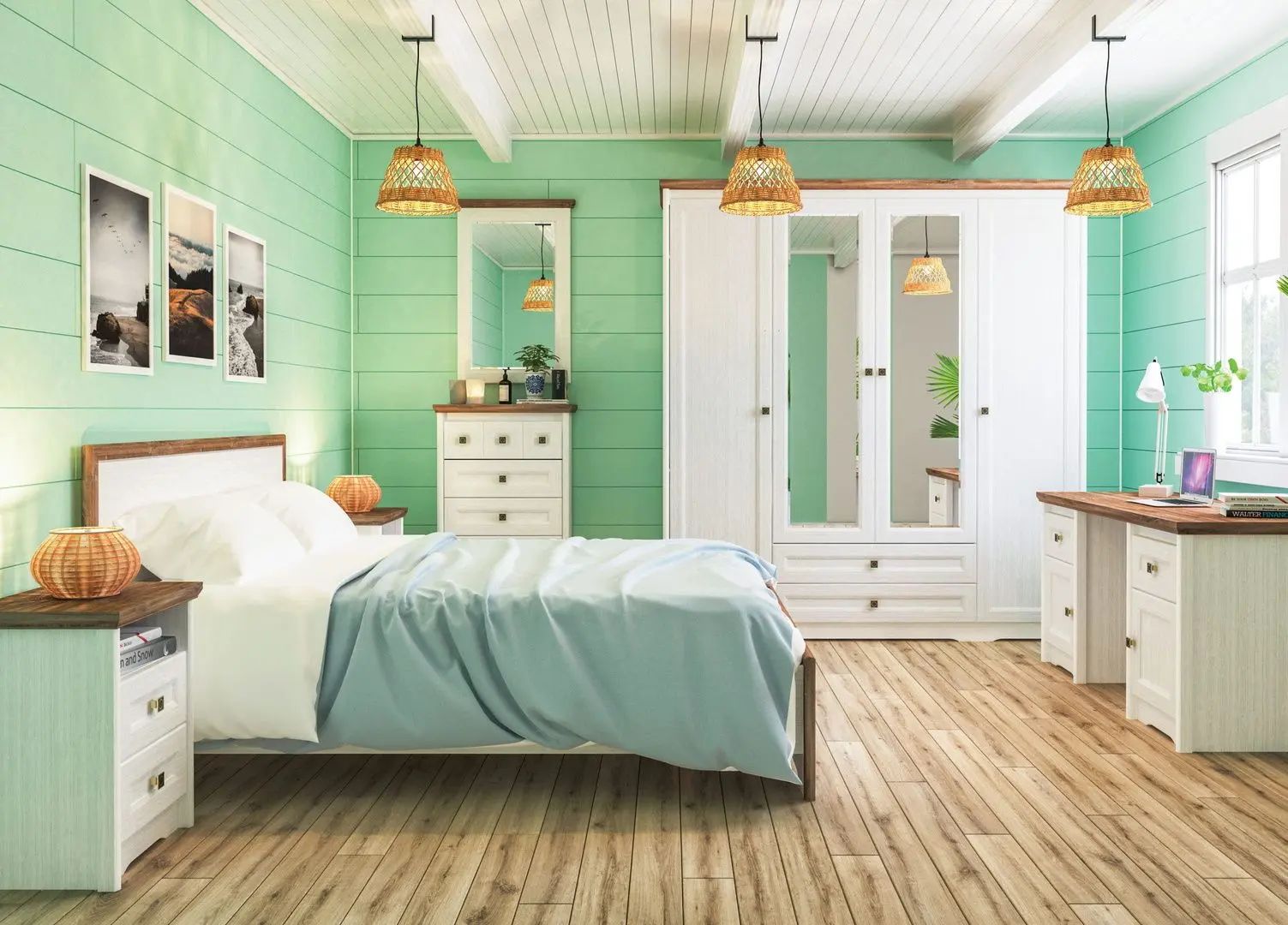 Dulap Неман Tivoli МН-035-24 (White Structural/Stirling Oak)