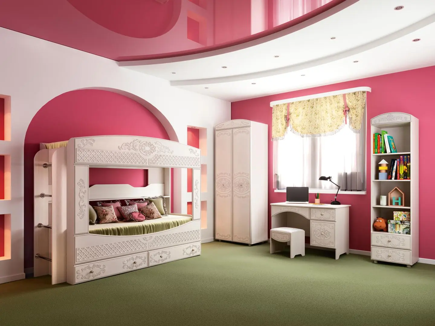 Dulap Олмеко Karolina Woodline Cream/Sandal White (cu 2 usi)