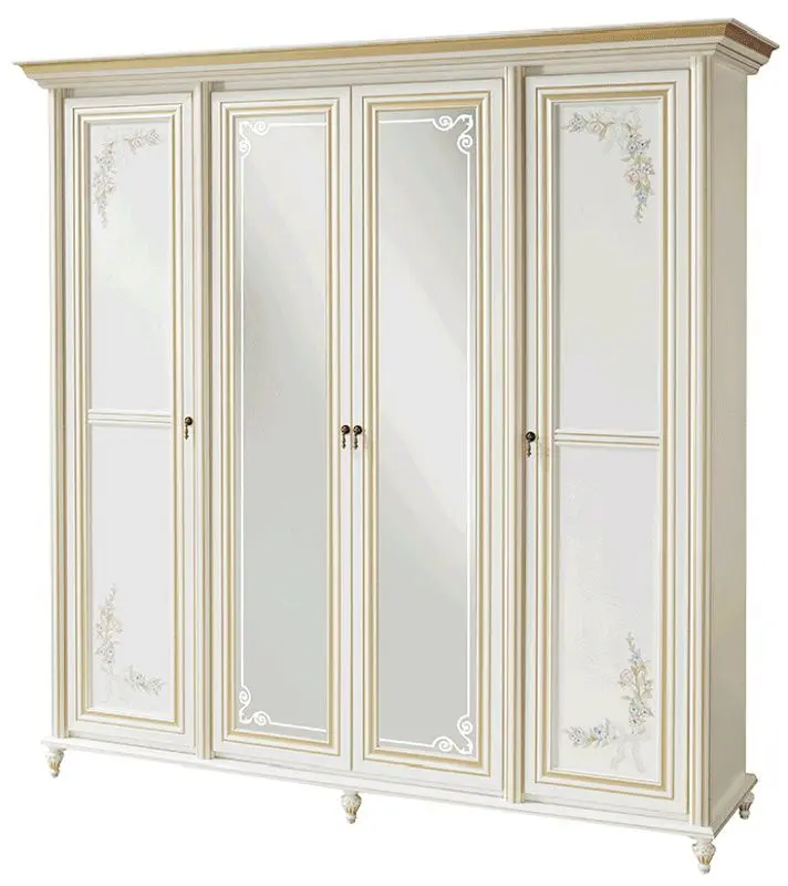 Dulap Skay Princessa White/Gold (cu patru usi)