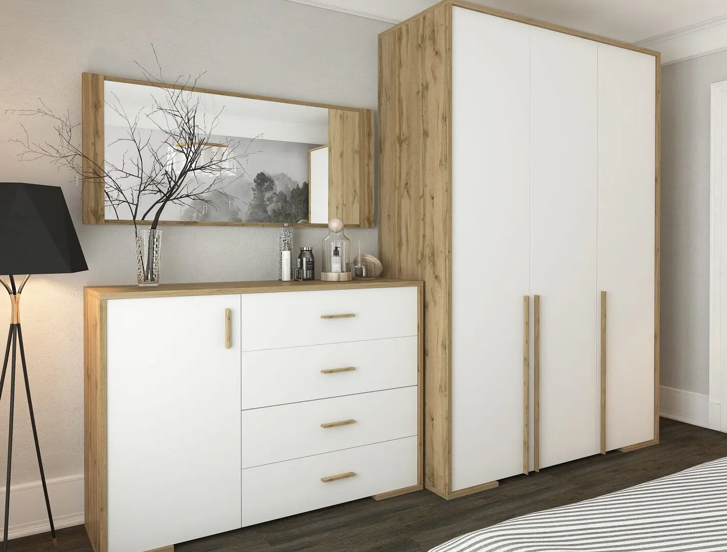 Dulap Sokme Francheska 3U (Wotan Oak/White)