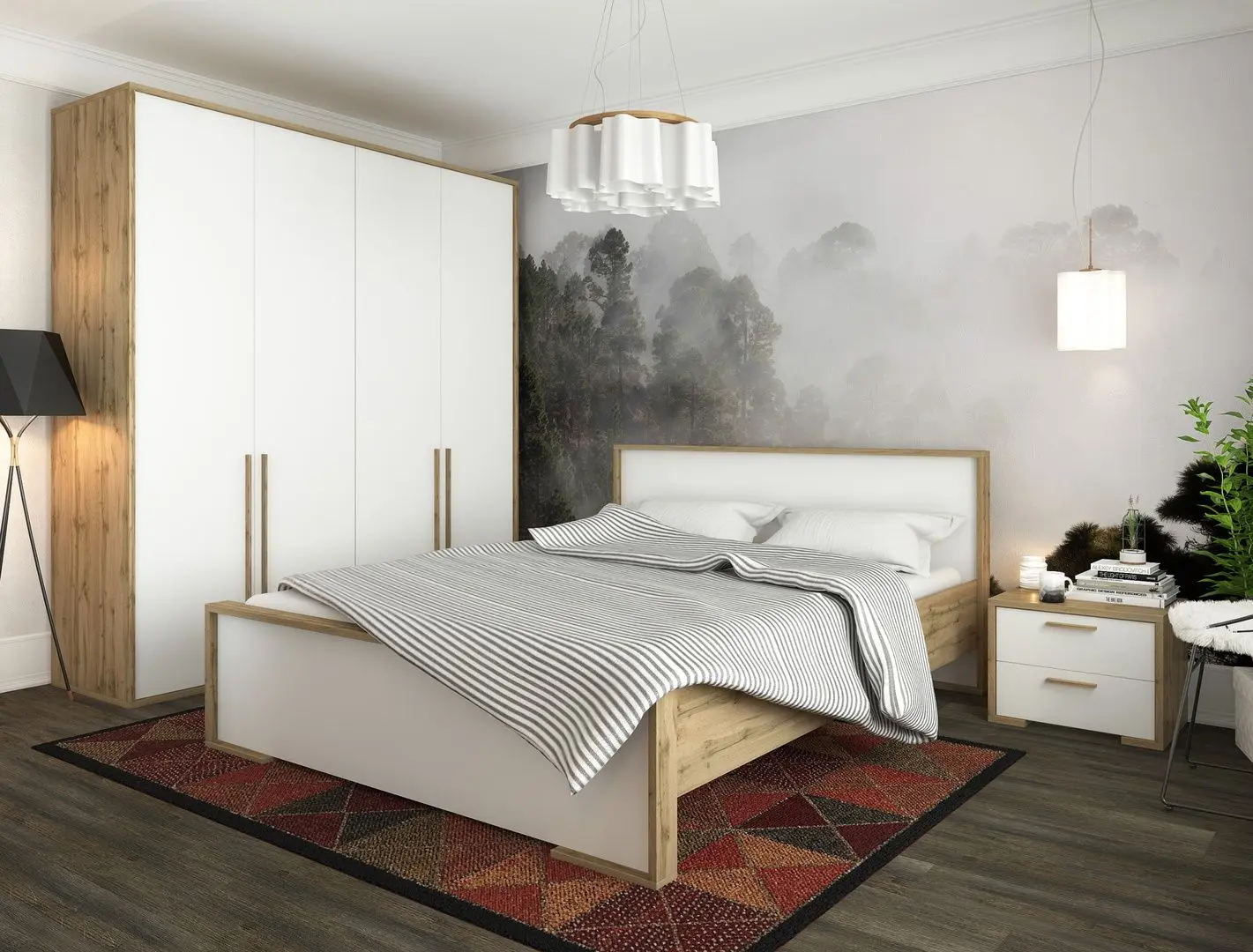 Dulap Sokme Francheska 4D (Wotan Oak/White)