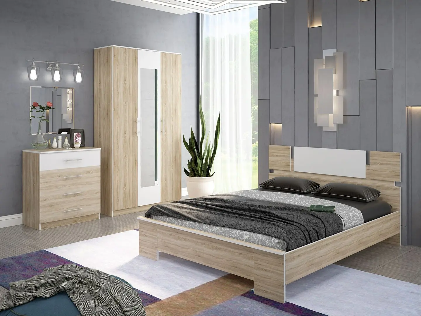 Шкаф Stolline Оливия СТЛ.109.06 (Дуб Сонома/Белый) - 2