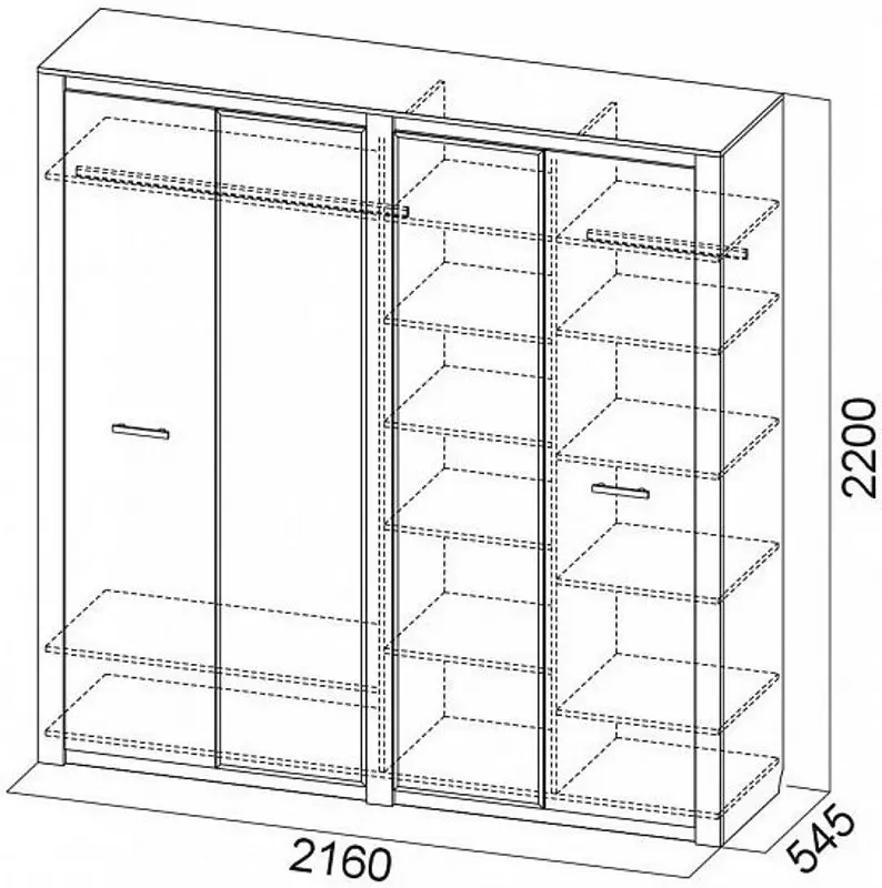 Шкаф SV-mebel Гамма-20 Ясень Анкор Светлый/Венге (четырехстворчатый) - 2