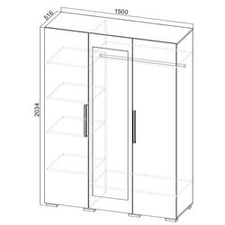 Шкаф SV-mebel Лагуна 2 Дуб Сонома/Белый Глянец (трехстворчатый) Thumb
