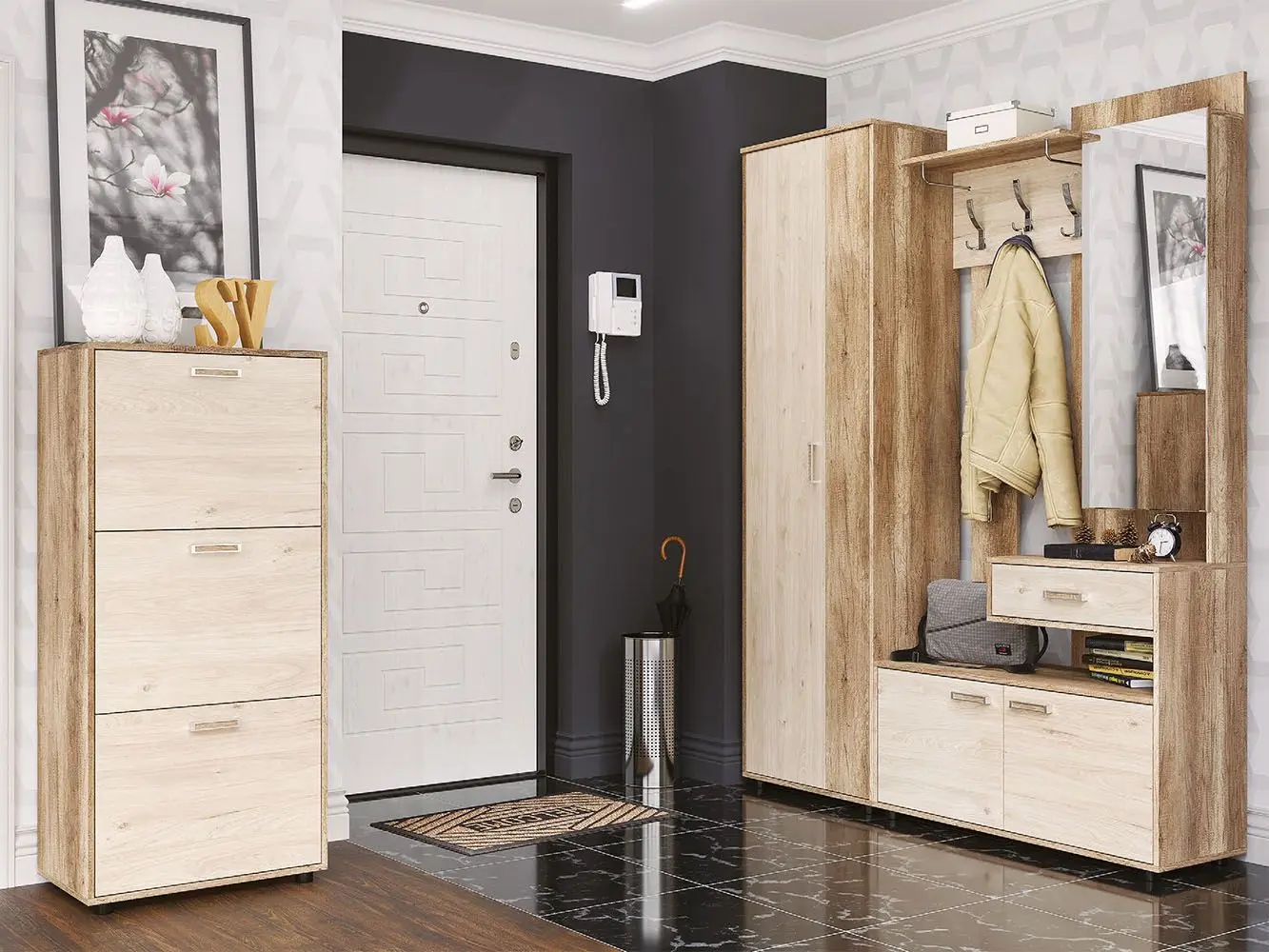 Dulap SV-mebel Vizit-1 600 Canyon Light /Hickory Light (cu două usi) - 3