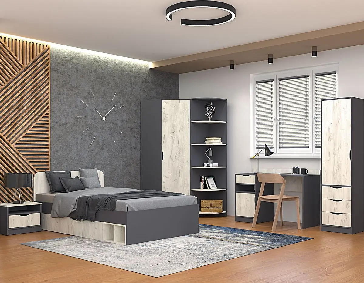 Dulap de colt Yasen Disney (Graphite Gray/Craft Oak White)