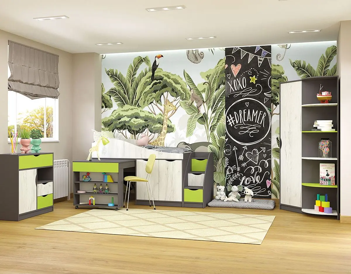 Dulap de colt Yasen Disney (Graphite Gray/Craft Oak White)