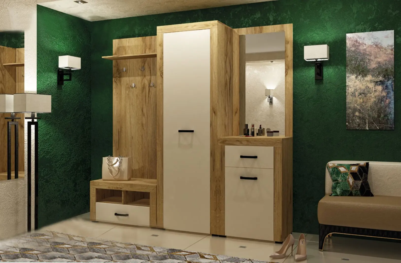 Dulap Yasen Denver 1U 640 (Craft Oak Gold/Vanilla) - 3