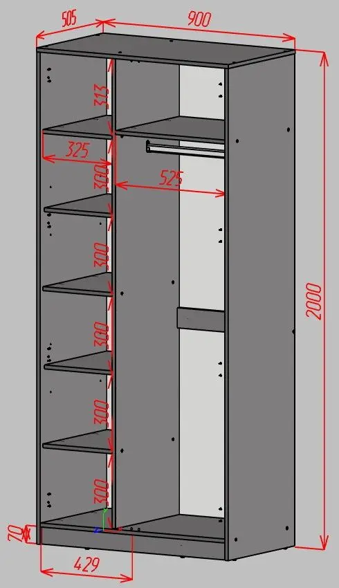 Шкаф Yasen Дисней 2Д  900 (Серый Графит/Дуб Крафт Белый)