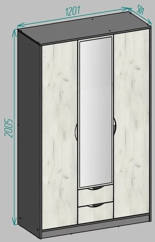 Dulap Yasen Disney 3D2S1O (Graphite Gray/Craft Oak White)