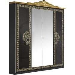 Dulap Yasen Milano 4U (Black/Black Gloss/Gold Patina)