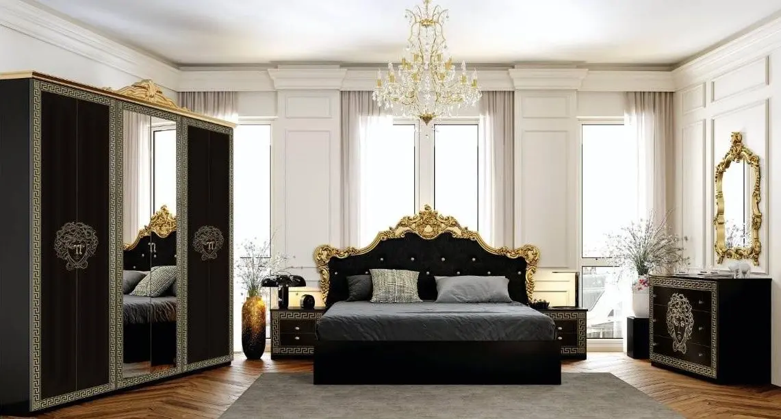 Dulap Yasen Milano 6U (Black/Black Gloss/Gold Patina)