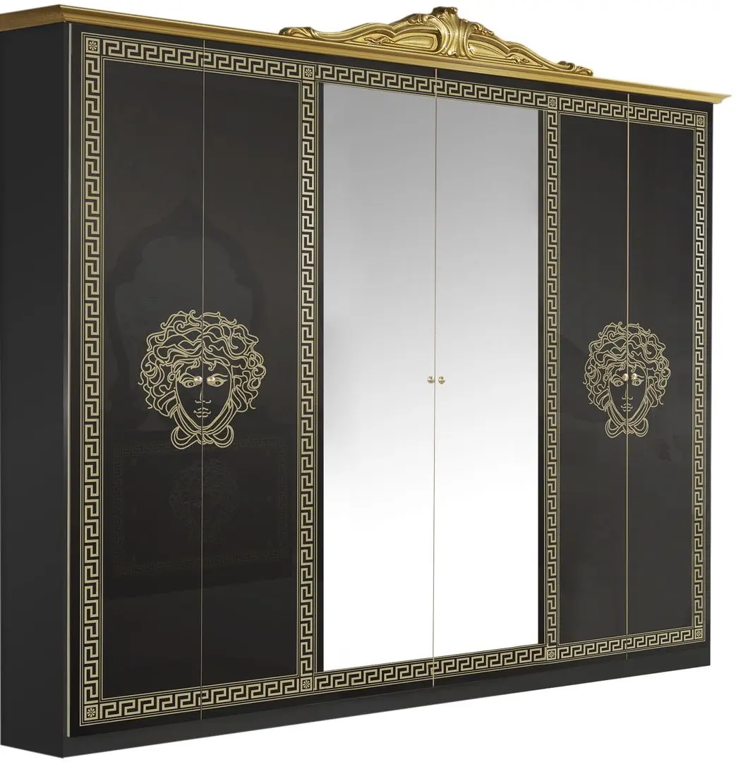 Dulap Yasen Milano 6U (Black/Black Gloss/Gold Patina)