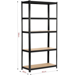 Стеллаж Akord 90x40x180 (Black) Thumb