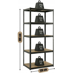 Etajera FunFit Home&Office 4777 205x120x45cm (Black) Thumb