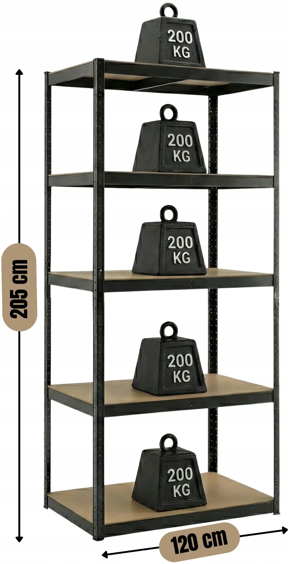 Etajera FunFit Home&Office 4777 205x120x45cm (Black) - 8