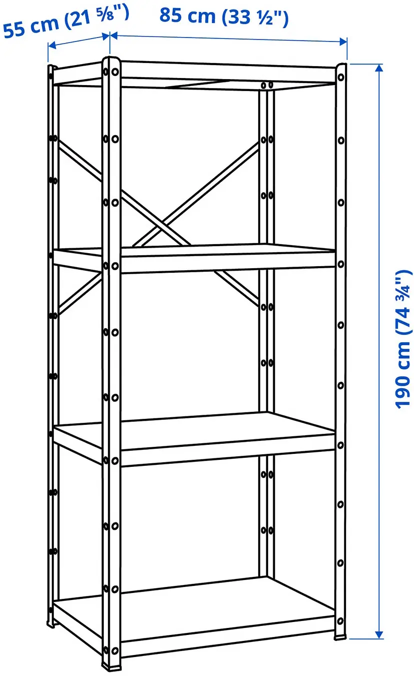 Стеллаж Ikea Bror 234x55x190 (Черный) - 6