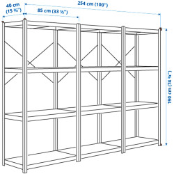 Стеллаж Ikea Bror 254x40x190 (Черный) Thumb