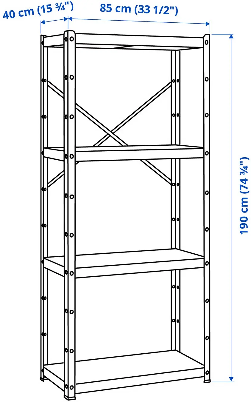 Стеллаж Ikea Bror 40x85x190 (Черный) - 3