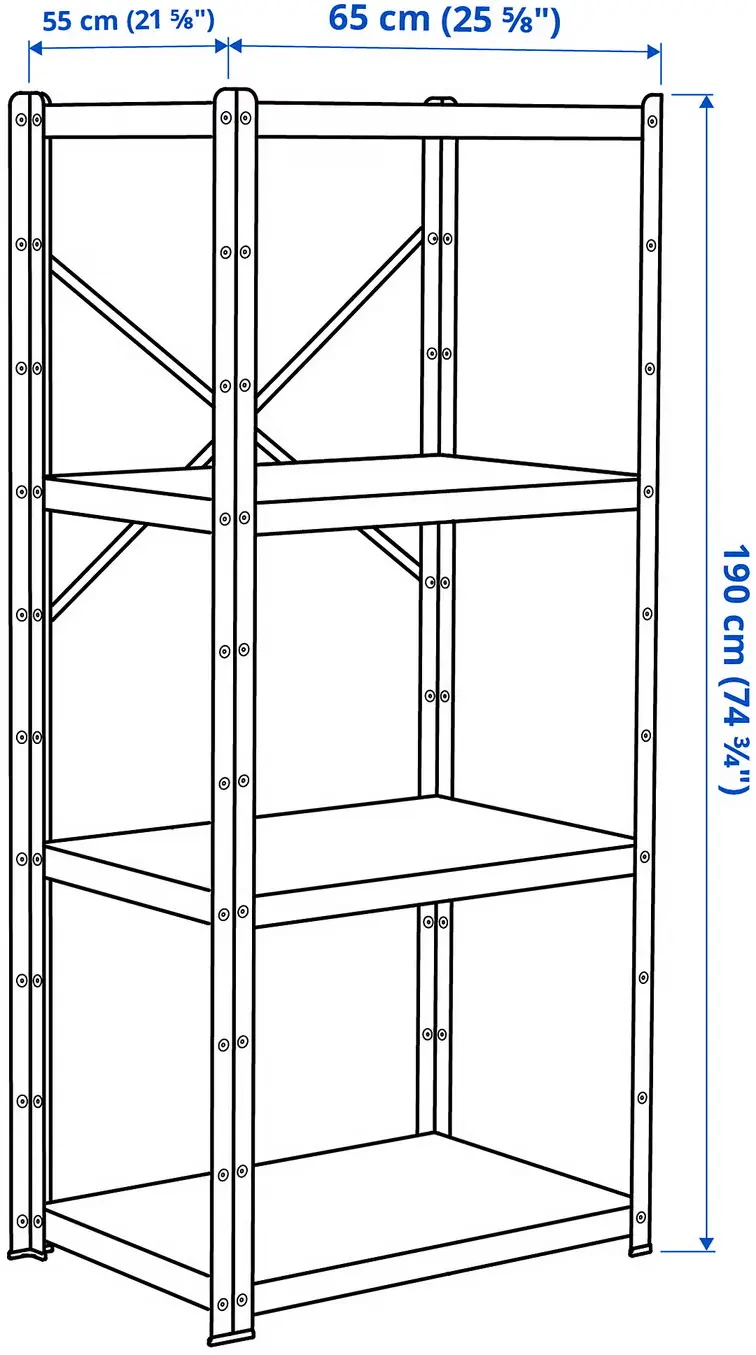 Стеллаж Ikea Bror 65x55x190 (Черный) - 4