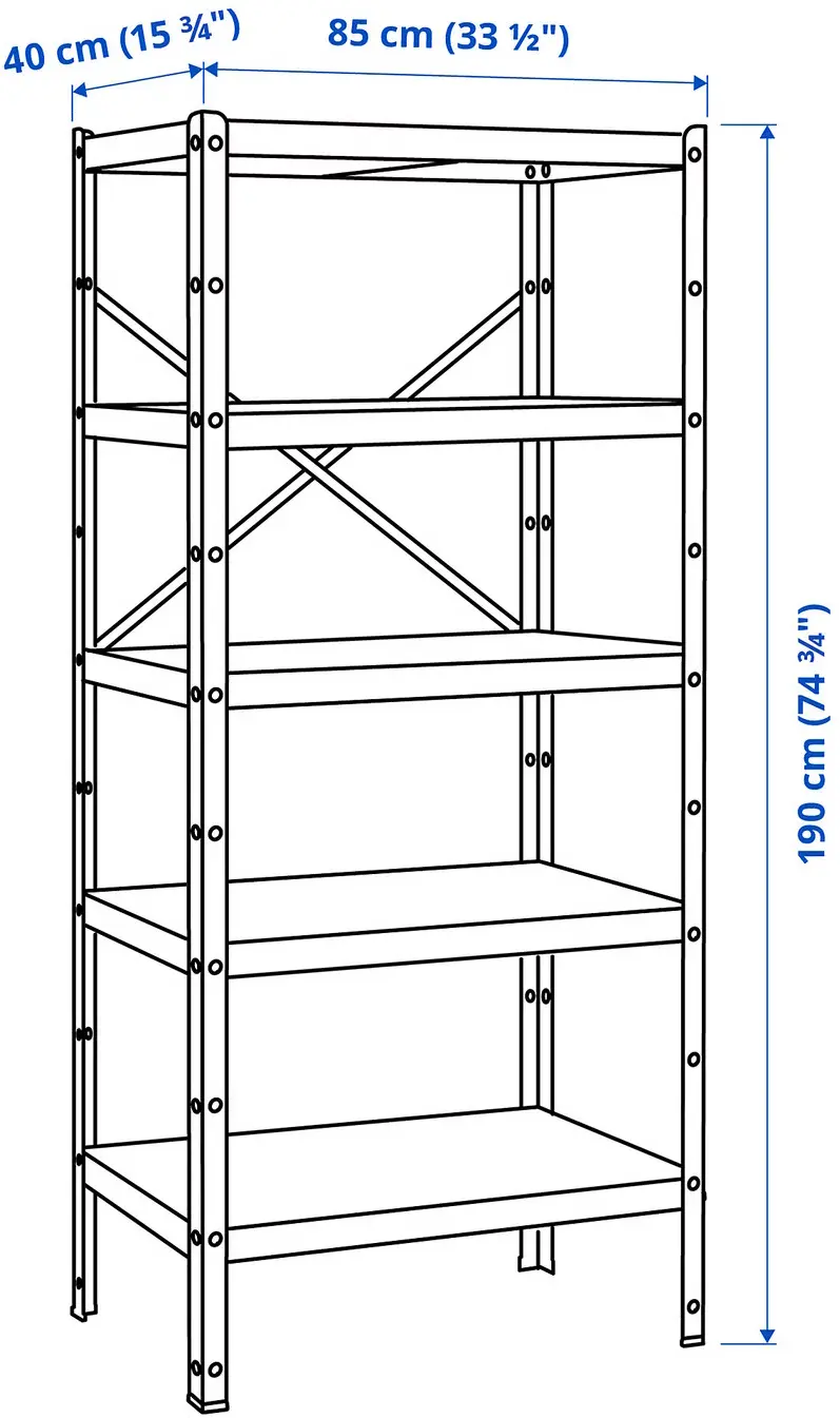 Стеллаж Ikea Bror 85x40x190 (Черный) - 4