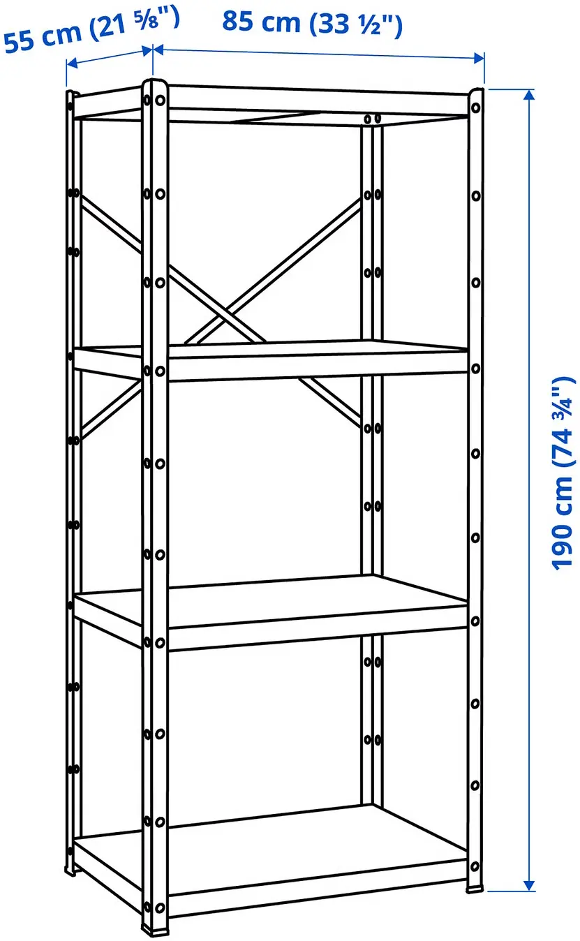 Стеллаж Ikea Bror 85x55x190 (Черный) - 5