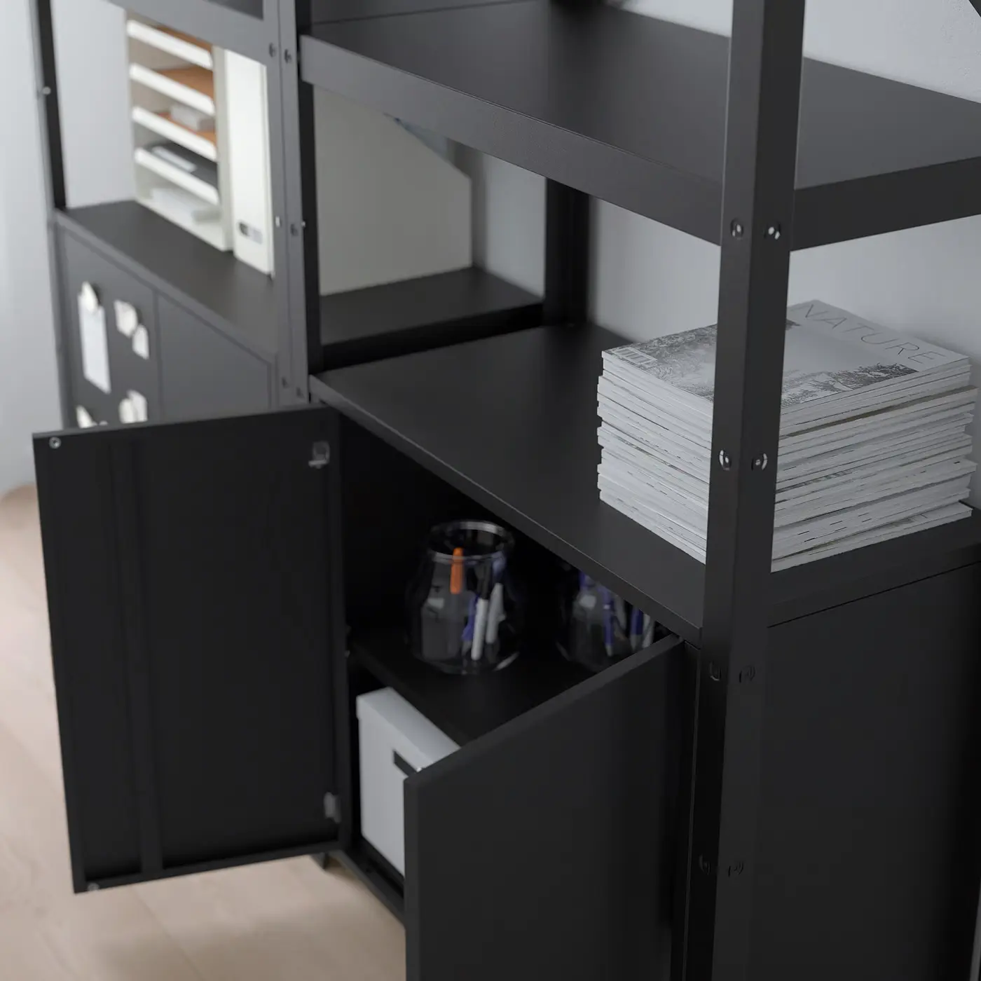 Etajera Ikea Bror cu corpuri 170x40x190 (Negru) - 6