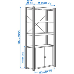 Etajera Ikea Bror cu corpuri 170x40x190 (Negru) Thumb