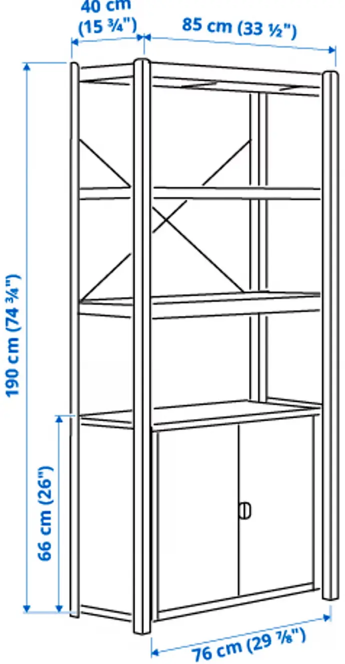 Etajera Ikea Bror cu corpuri 170x40x190 (Negru) - 8