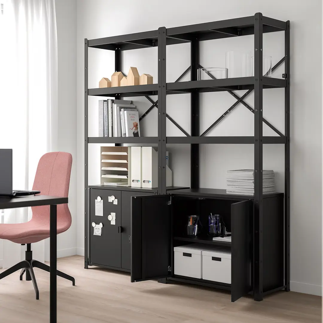 Etajera Ikea Bror cu corpuri 170x40x190 (Negru)