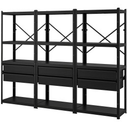 Стеллаж Ikea Bror с ящиками/полками 254x40x190 (Черный) Thumb