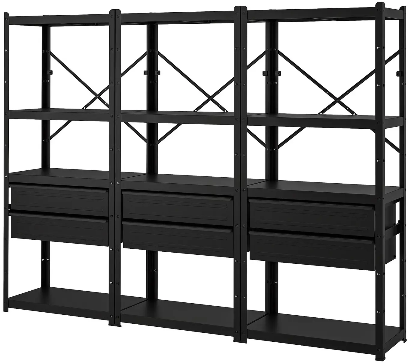 Стеллаж Ikea Bror с ящиками/полками 254x40x190 (Черный) - 2