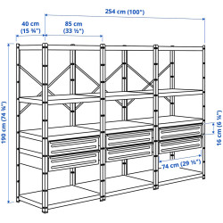 Стеллаж Ikea Bror с ящиками/полками 254x40x190 (Черный) Thumb