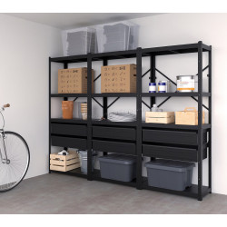 Стеллаж Ikea Bror с ящиками/полками 254x40x190 (Черный)