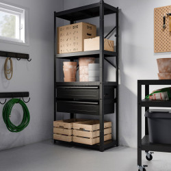 Стеллаж Ikea Bror с ящиками/полками 85x40x190 (Черный)
