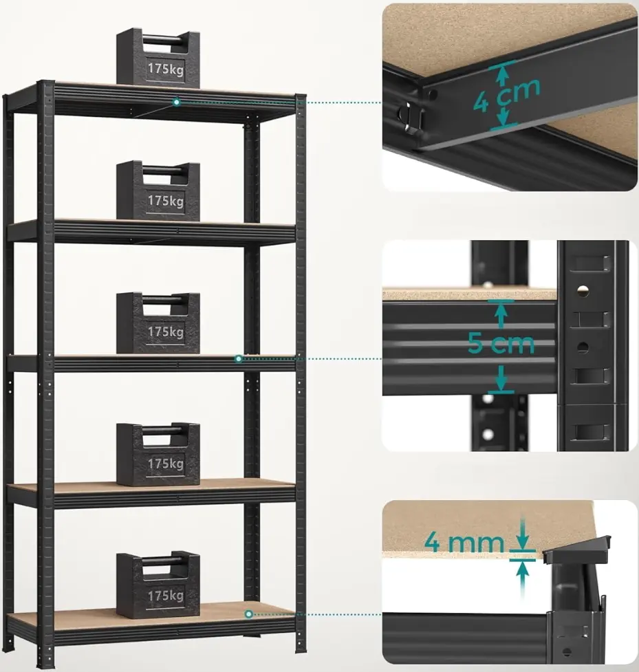 Набор стеллажей Songmics GLR040B02 (Black) - 5