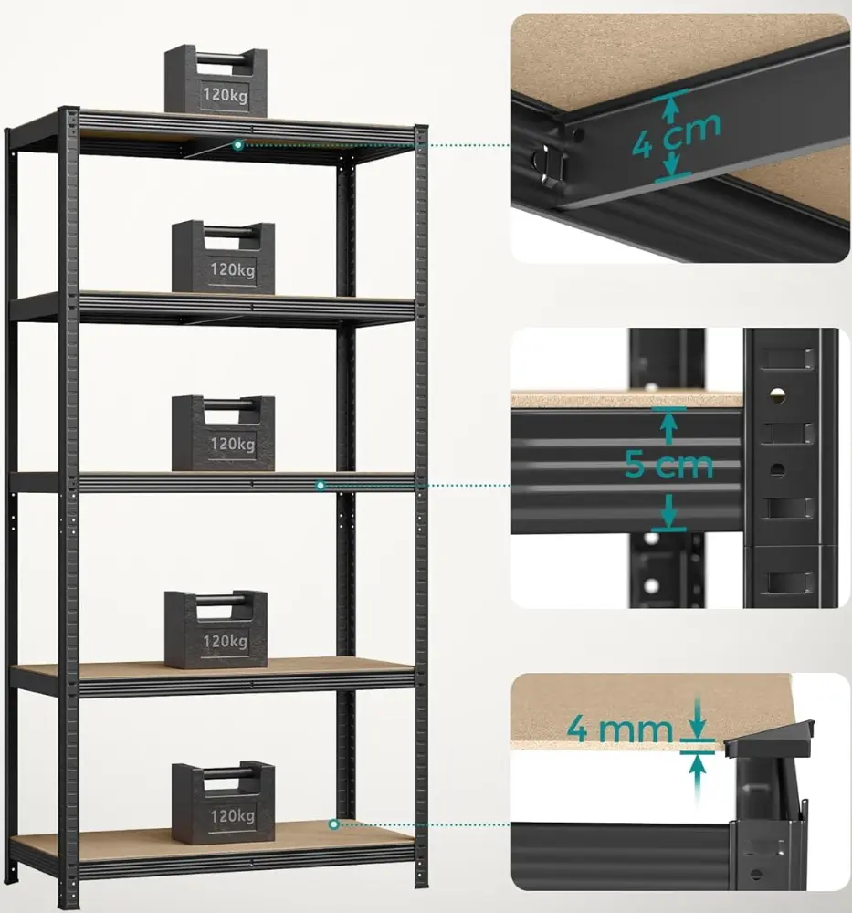 Стеллаж Songmics GLR050B01 (Black) - 5