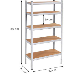 Etajera Springos HA5163 180x90x30 (Silver) Thumb