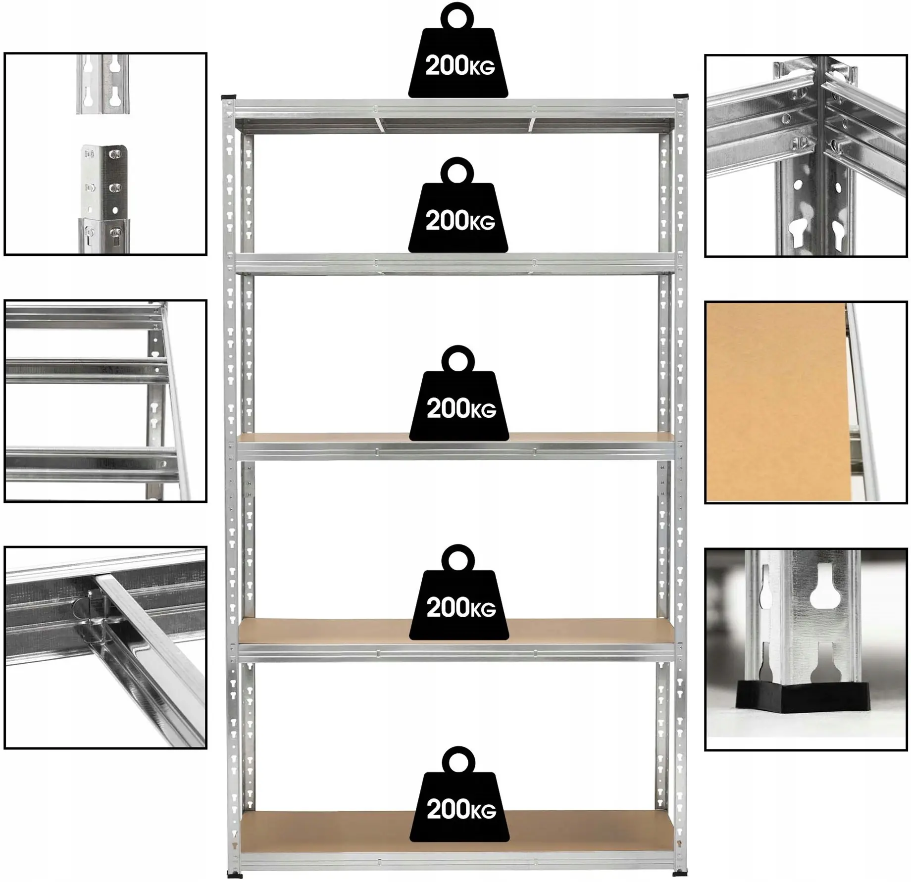 Стеллаж Springos HA5280 120x205x45 (Silver) - 5