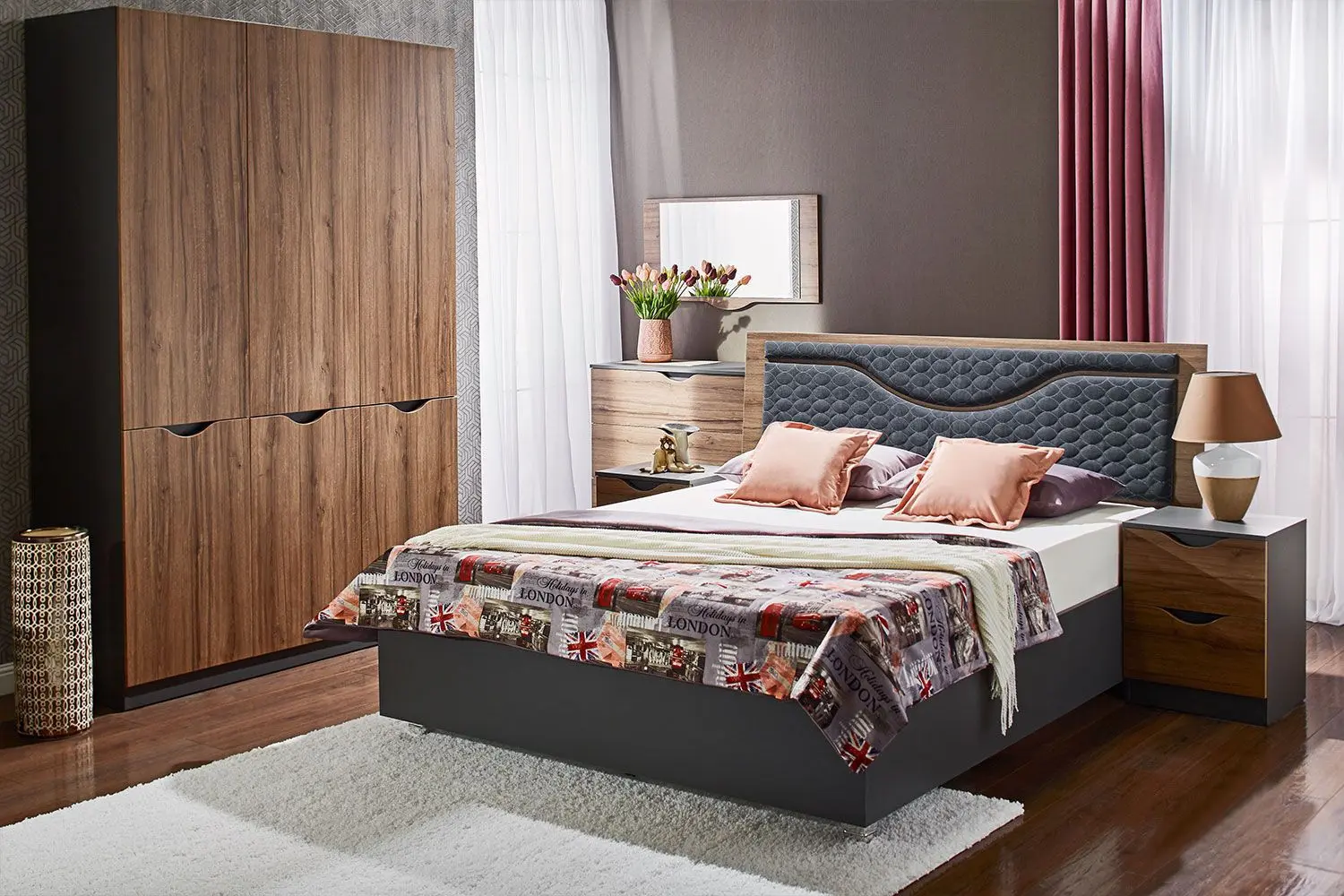 Спальня Ambianta Happy I петли (Орех)