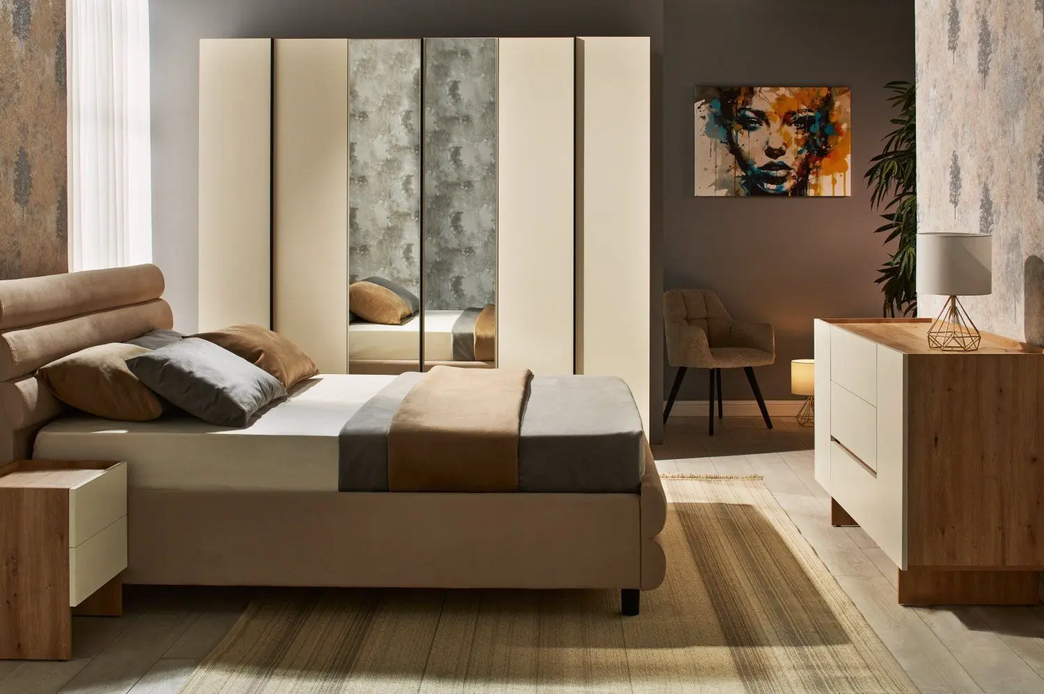 Спальня Ambianta Kosmo III (Артизан/Кремовый/Бежевый)