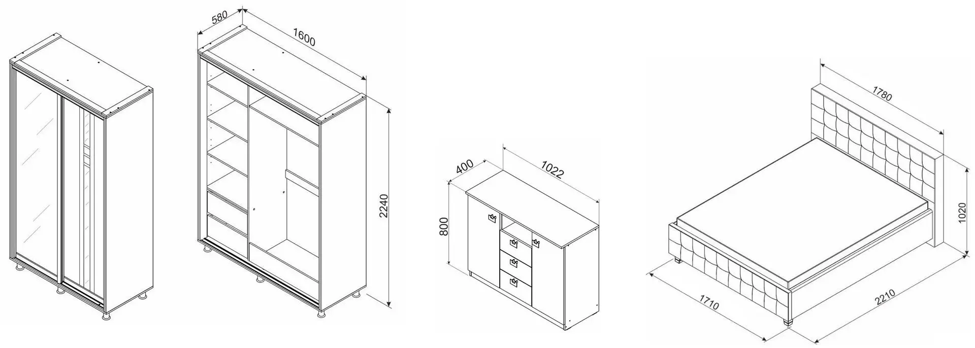 Спальня Ambianta Rio V (Фунго/Бежевый)